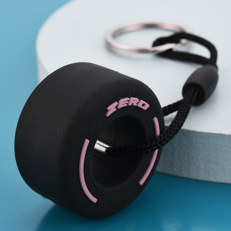 Cute PVC Soft Rubber Tire Keychain for Couples