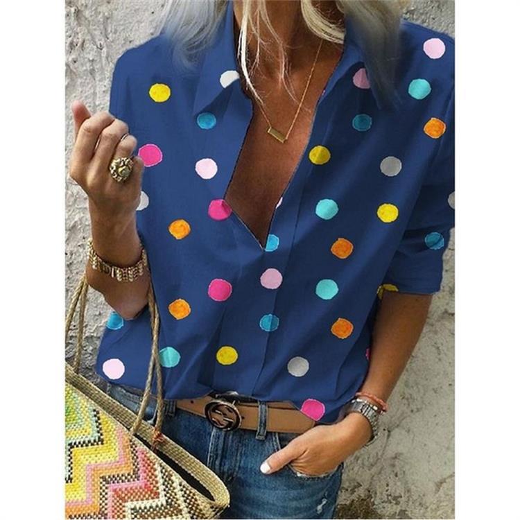 Summer Floral Breathable Polka Dot Short Sleeve Shirt