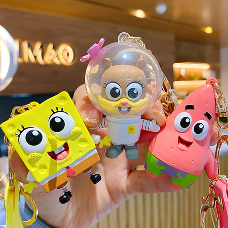 Cute Cartoon Spongebob Star Keychain Pendant for Women