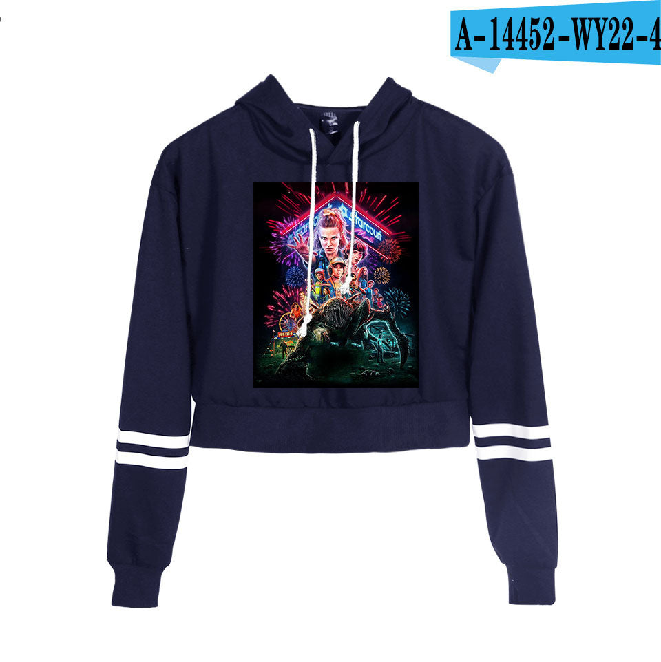 Stranger Things Cropped Hoodie for Women, Long Sleeve