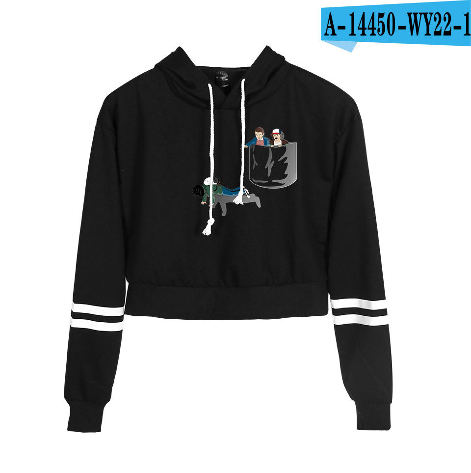 Stranger Things Cropped Hoodie for Women, Long Sleeve