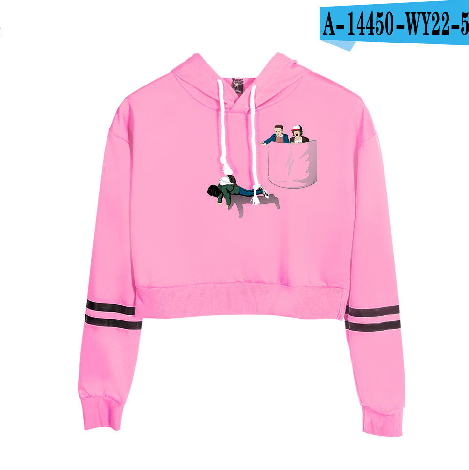 Stranger Things Cropped Hoodie for Women, Long Sleeve