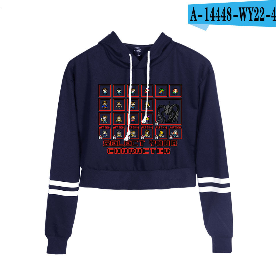 Stranger Things Cropped Hoodie for Women, Long Sleeve