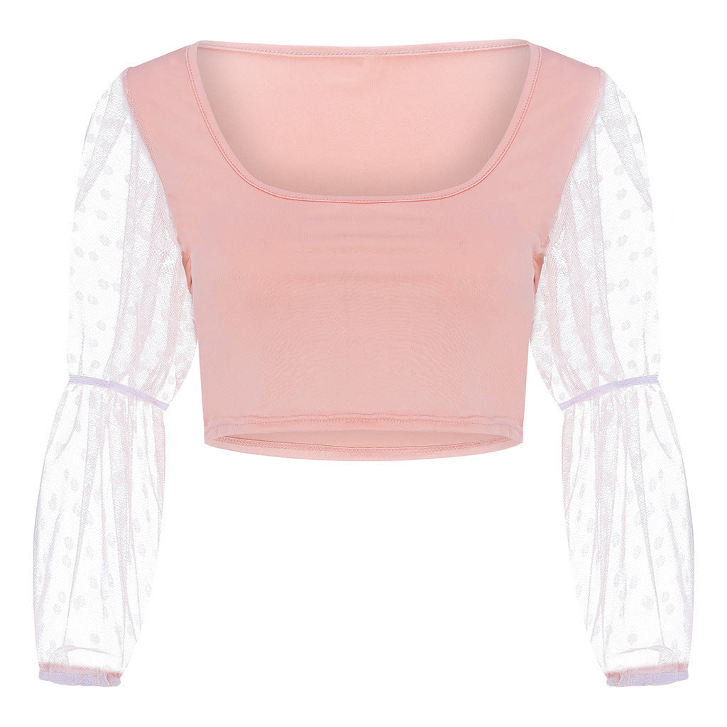 Polka Dot Sheer Long Sleeve Blouse