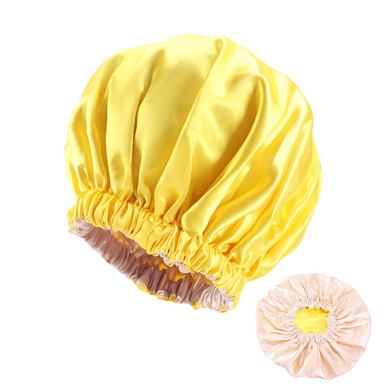 Adjustable Satin Double-layer Wide-brimmed Sleep Cap for Women