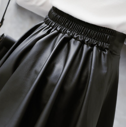 Women's Faux Leather A-Line Midi Skirt Plus Size