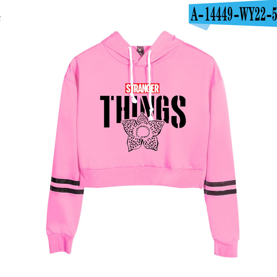Stranger Things Cropped Hoodie for Women, Long Sleeve
