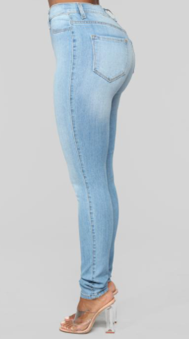 Sky Blue High Waist Skinny Jeans with Slash Pockets