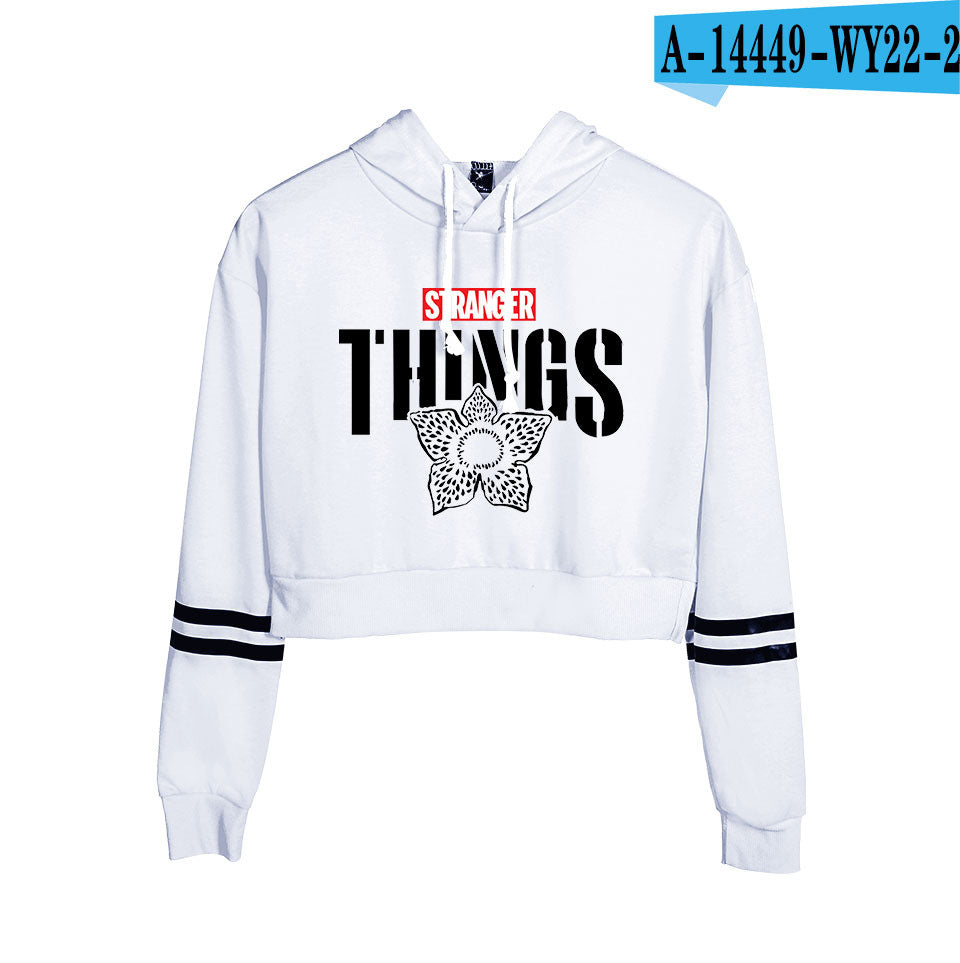 Stranger Things Cropped Hoodie for Women, Long Sleeve
