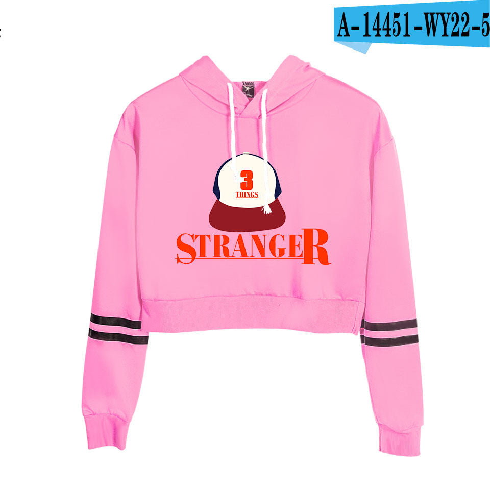 Stranger Things Cropped Hoodie for Women, Long Sleeve