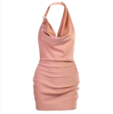 Satin V-Neck Backless Party Dress