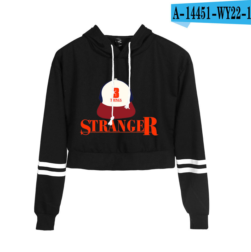 Stranger Things Cropped Hoodie for Women, Long Sleeve