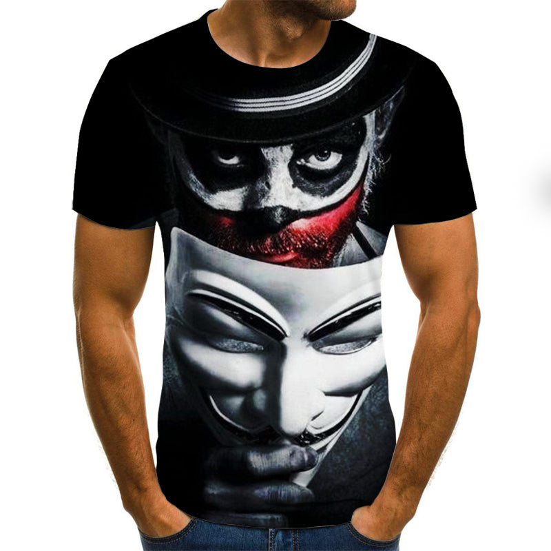 Men's V Squad Funny Joker Face 3D Printed T-Shirt
