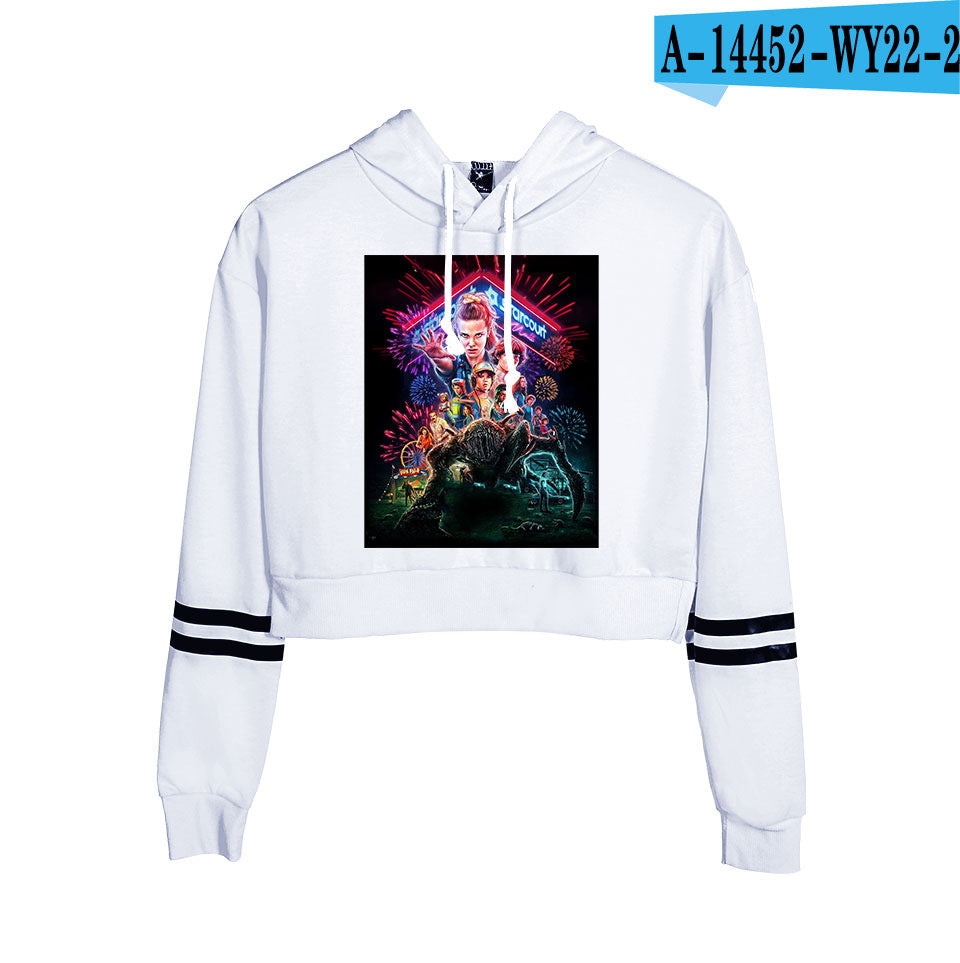 Stranger Things Cropped Hoodie for Women, Long Sleeve