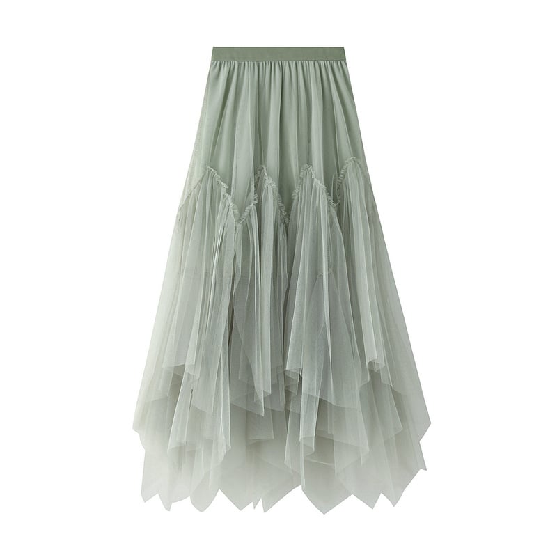 Mid-Length Women's A-Line Tulle Pleated Skirt