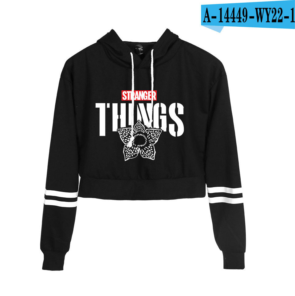 Stranger Things Cropped Hoodie for Women, Long Sleeve