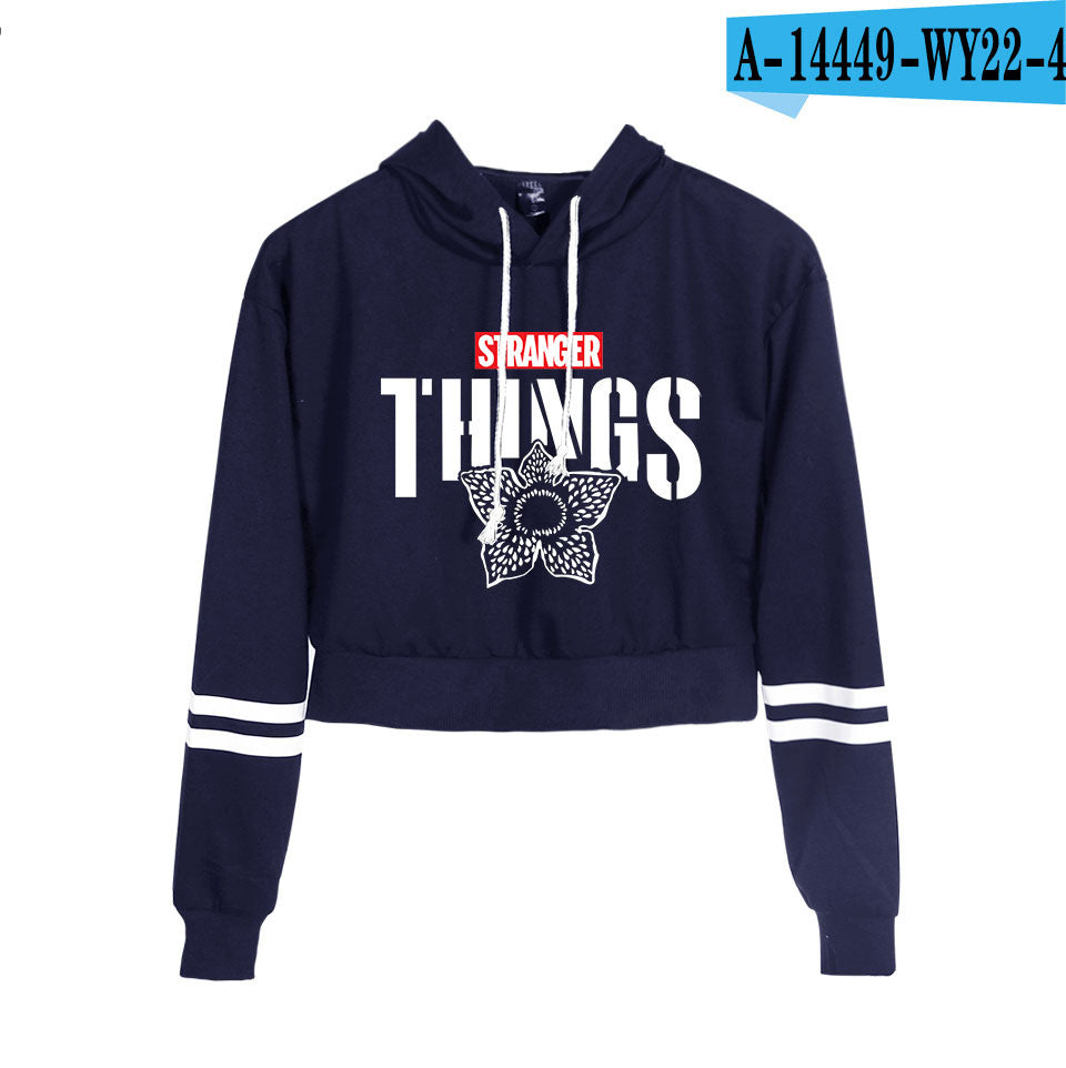 Stranger Things Cropped Hoodie for Women, Long Sleeve