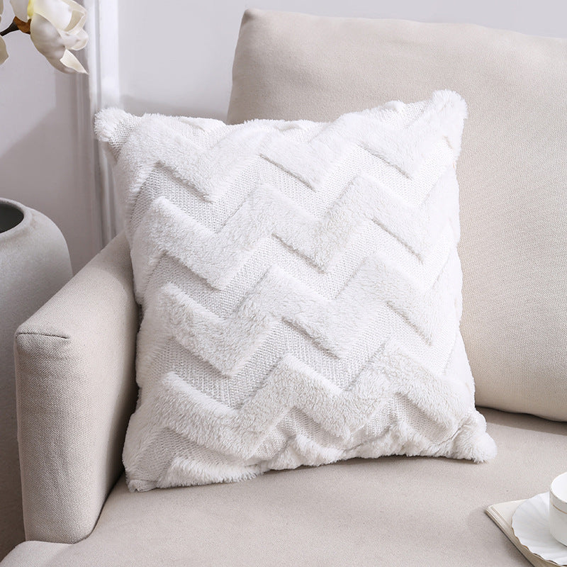Plush Geometric Throw Pillow Cover for Home Decor