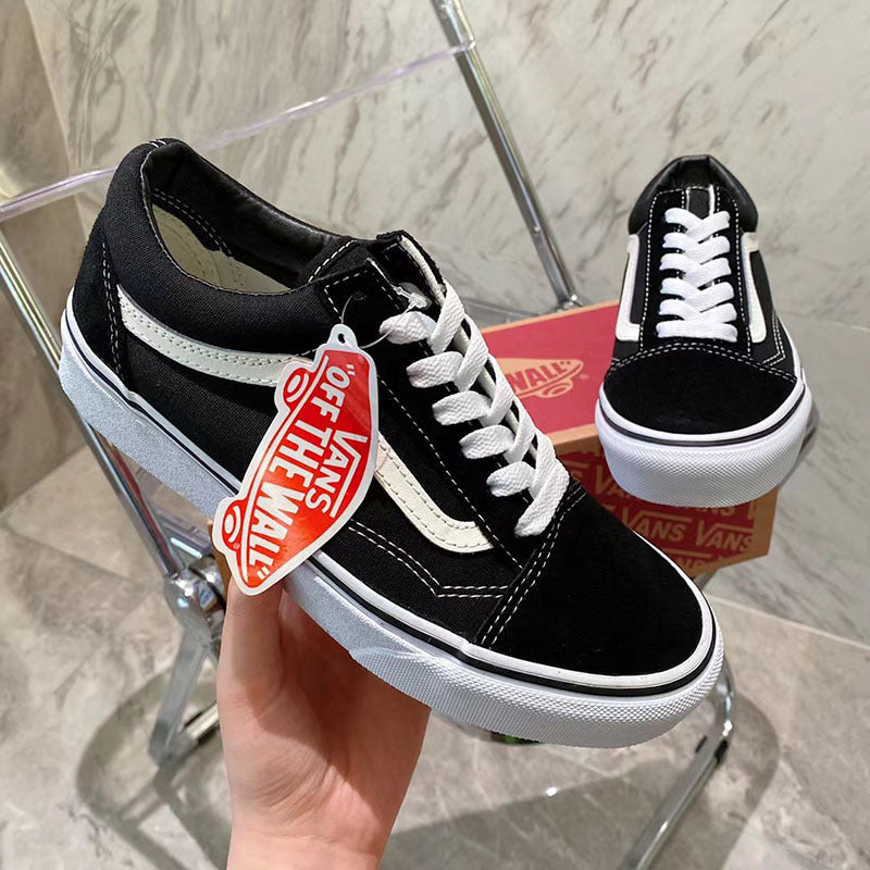 Classic Black and White Canvas Sneakers for Couples