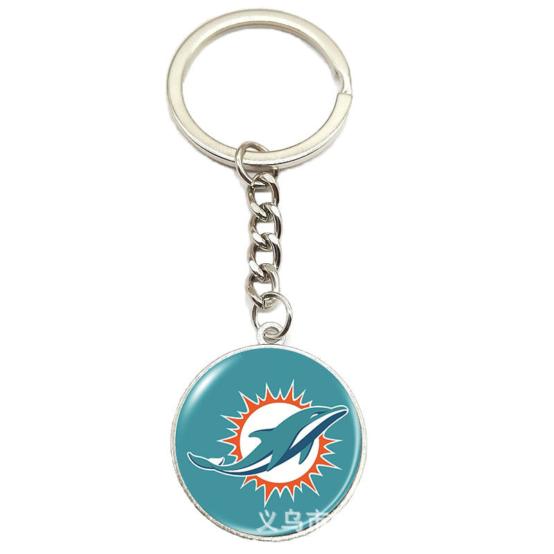 NFL Team Logo Keychain with Time Gem Design