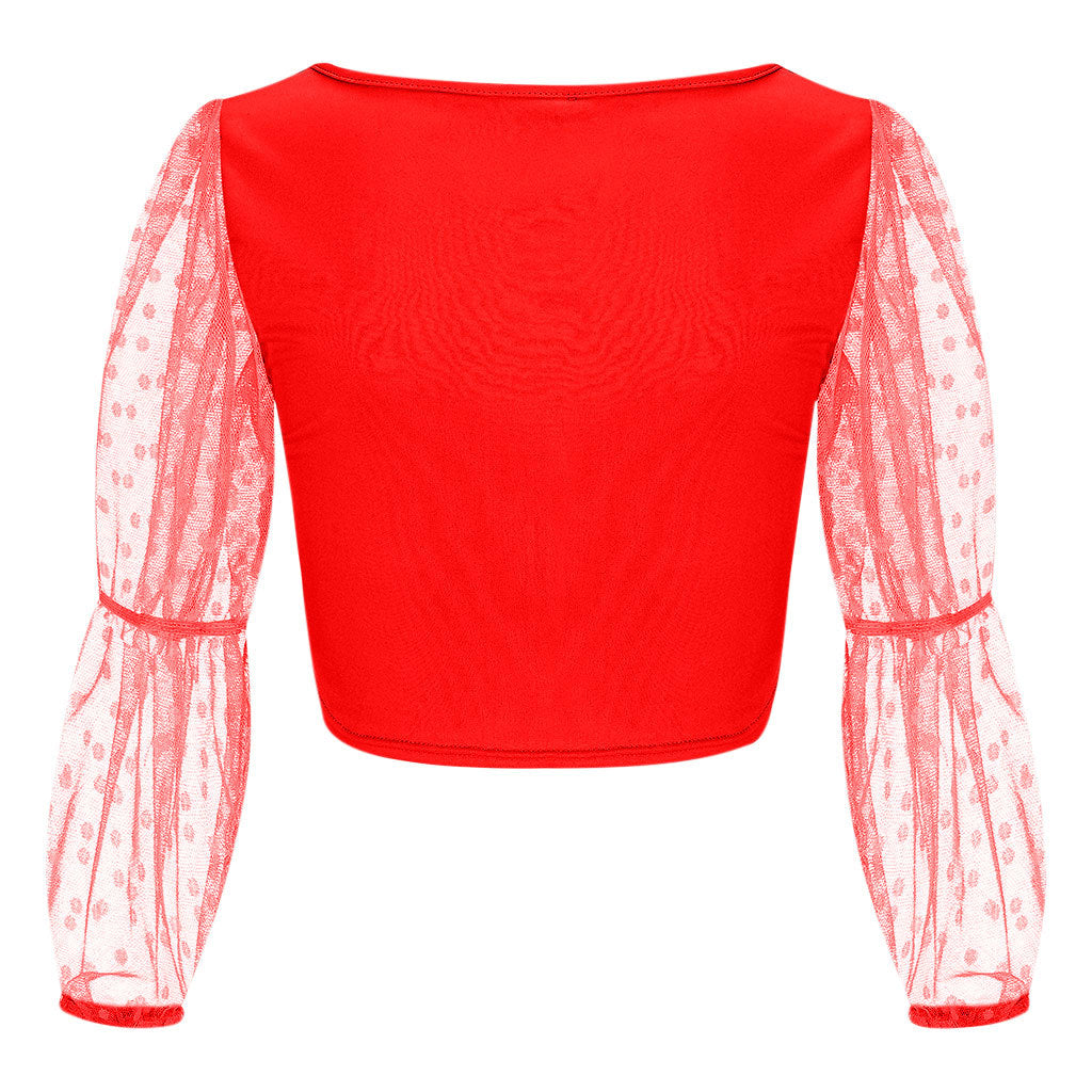Polka Dot Sheer Long Sleeve Blouse