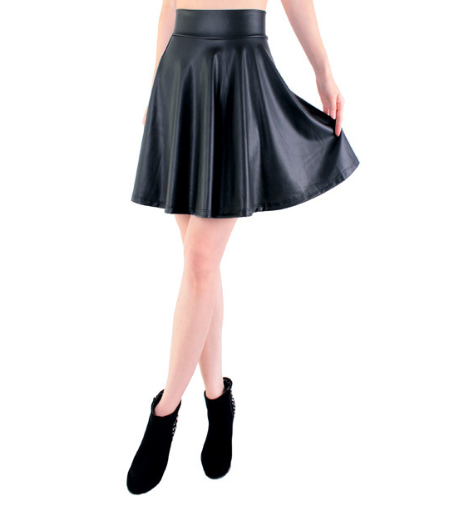 Women's Faux Leather A-Line Midi Skirt Plus Size