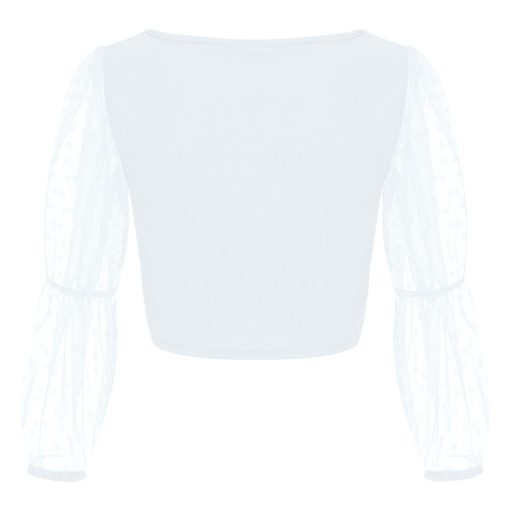 Polka Dot Sheer Long Sleeve Blouse