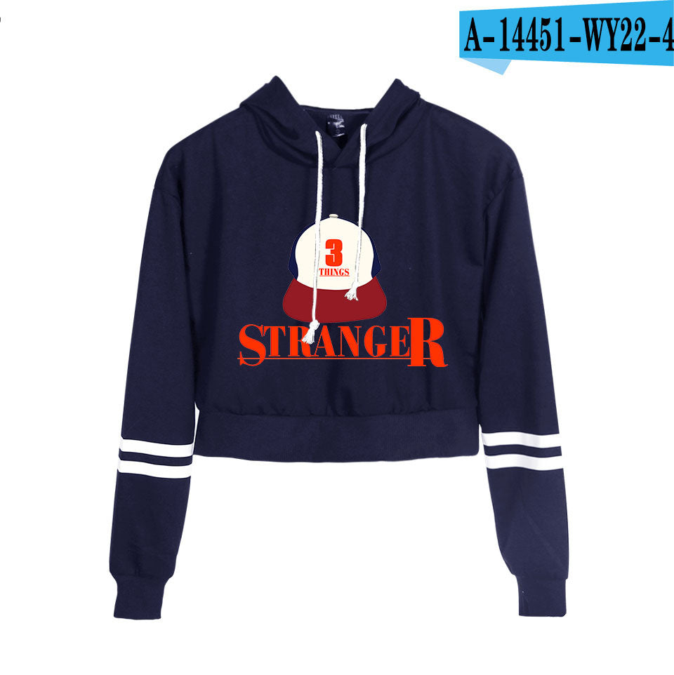 Stranger Things Cropped Hoodie for Women, Long Sleeve