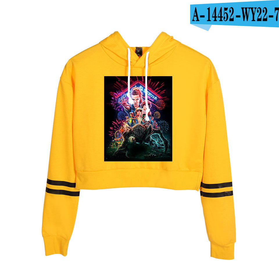 Stranger Things Cropped Hoodie for Women, Long Sleeve