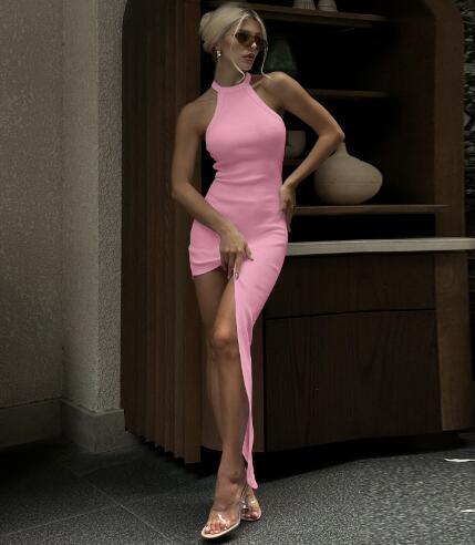 Round Neck Sleeveless High Waist Slim Fit Dress