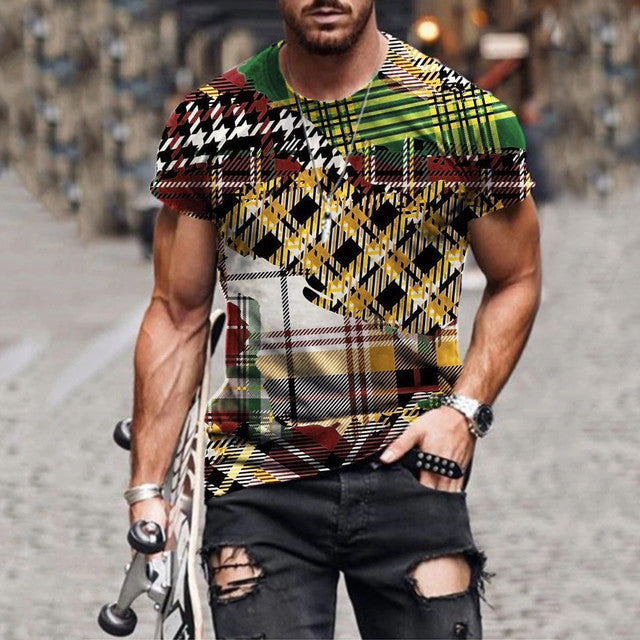 Men's Vintage Short Sleeve 3D Print Casual T-shirt