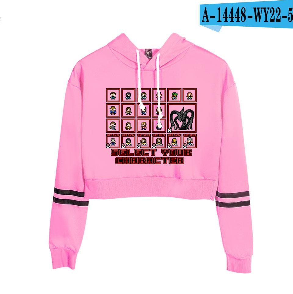 Stranger Things Cropped Hoodie for Women, Long Sleeve