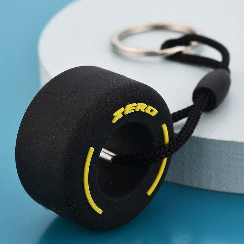Cute PVC Soft Rubber Tire Keychain for Couples