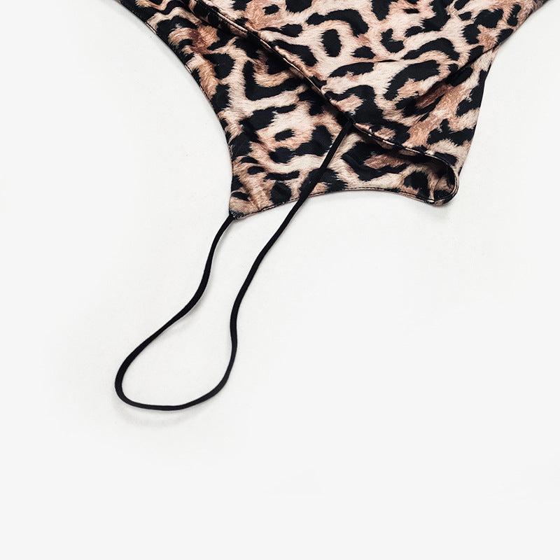 Women's Leopard Print Maxi Dress with Spaghetti Straps