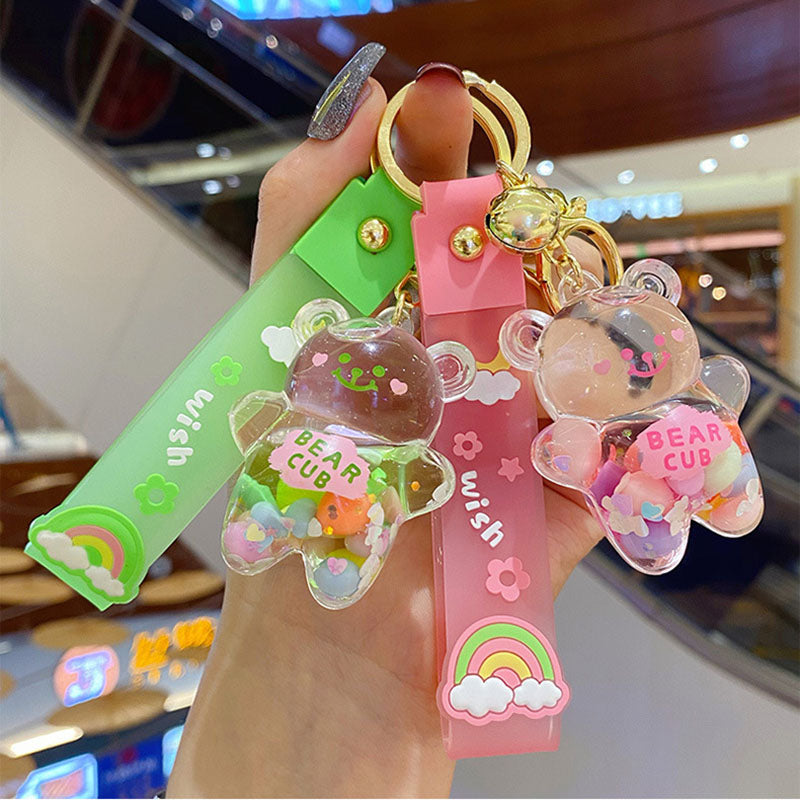 Cute Rainbow Bear Drift Bottle Pendant Keychain