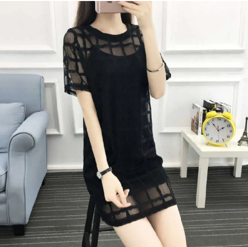 LIVA Chiffon Blouse with Hollow Short Sleeves