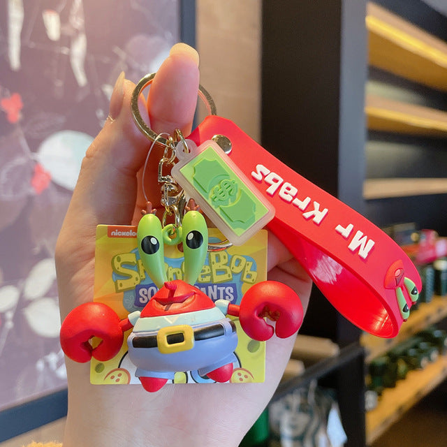 Cute Cartoon Spongebob Star Keychain Pendant for Women