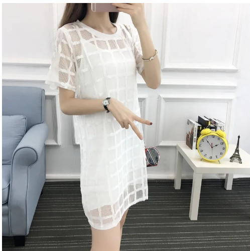 LIVA Chiffon Blouse with Hollow Short Sleeves