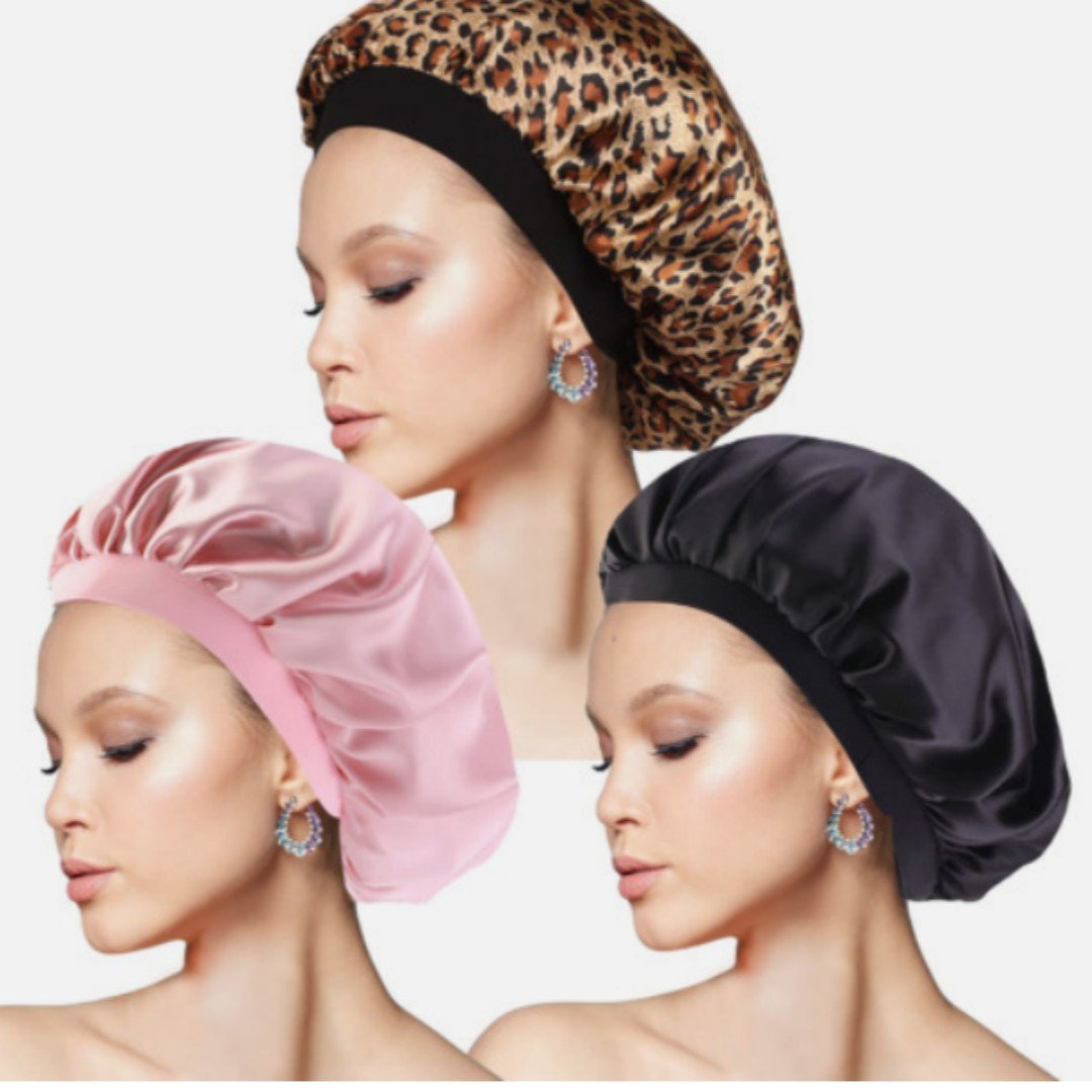Printed Satin Elastic Wide Edge Sleep Cap