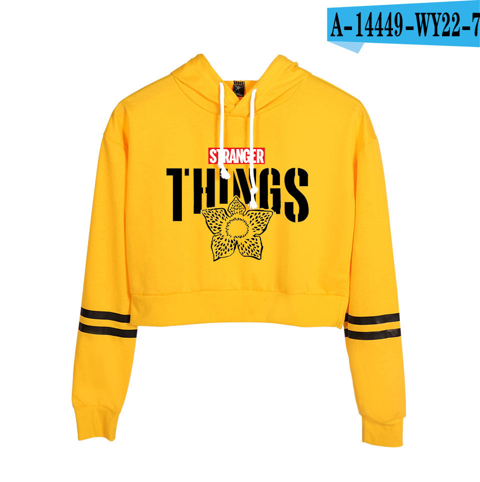 Stranger Things Cropped Hoodie for Women, Long Sleeve
