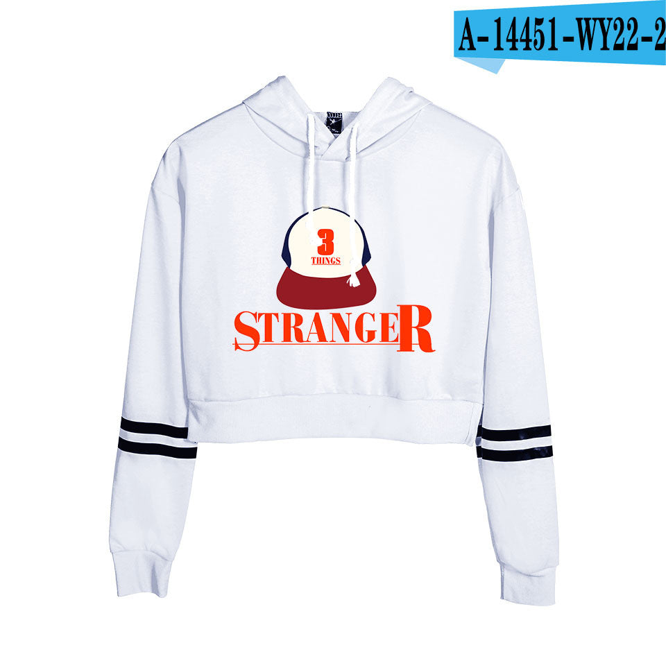 Stranger Things Cropped Hoodie for Women, Long Sleeve