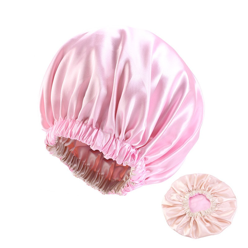 Adjustable Satin Double-layer Wide-brimmed Sleep Cap for Women