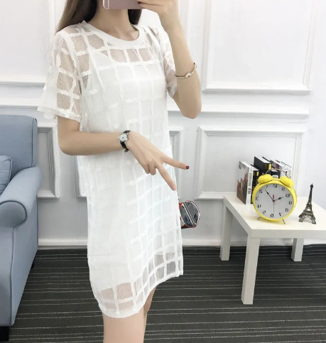 LIVA Chiffon Blouse with Hollow Short Sleeves