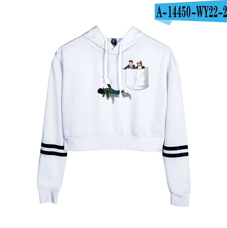 Stranger Things Cropped Hoodie for Women, Long Sleeve
