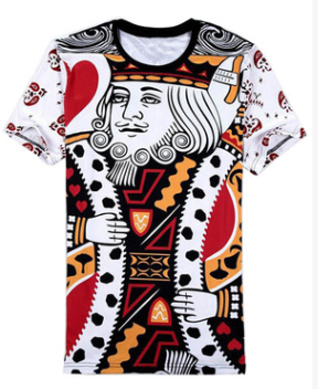 Men's Casual Short Sleeve T-Shirt with 3D Playing Cards