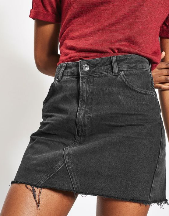 Denim Midi Skirt, A-Line Skirt, Half Skirt