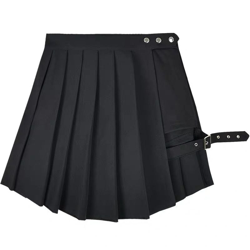 Punk Style Dark Irregular Pleated Skirt for Women