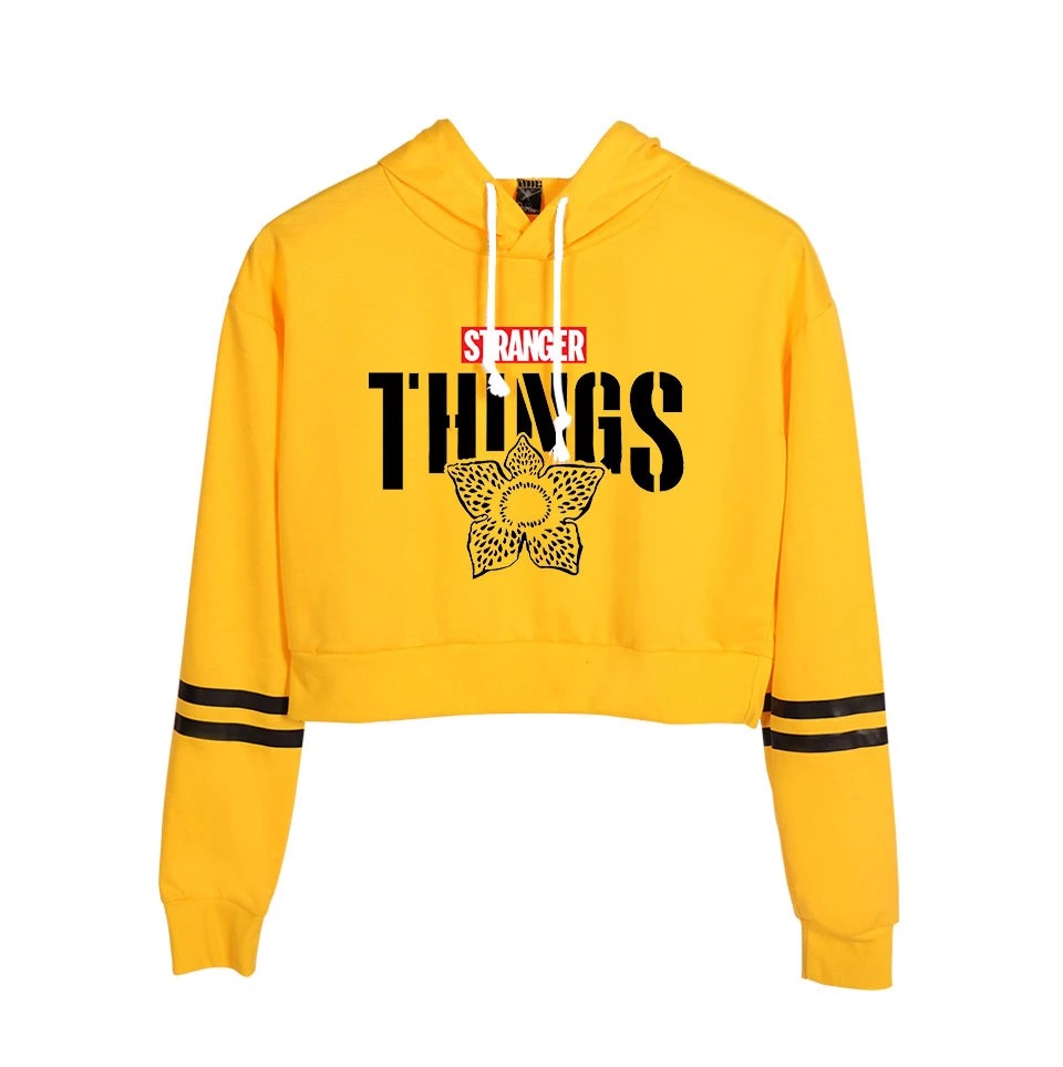 Stranger Things Cropped Hoodie for Women, Long Sleeve