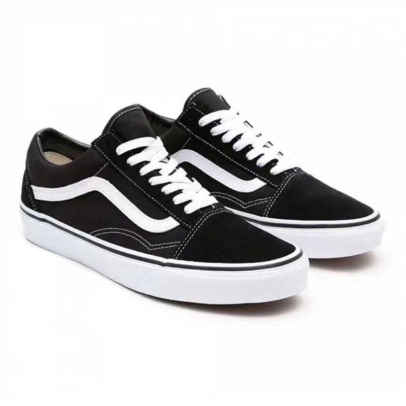 Classic Black and White Canvas Sneakers for Couples