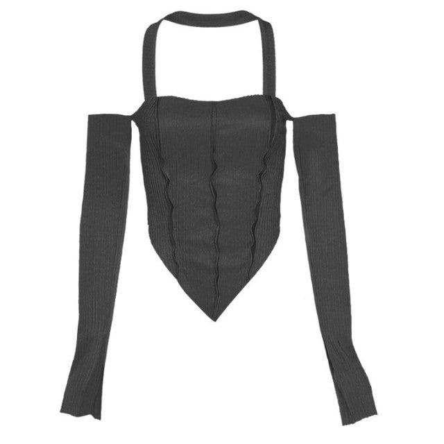 Off-Shoulder Long-Sleeve Women's Sexy Top with Straps